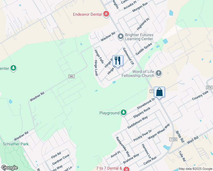map of restaurants, bars, coffee shops, grocery stores, and more near 200 Hinge Loop in Cibolo