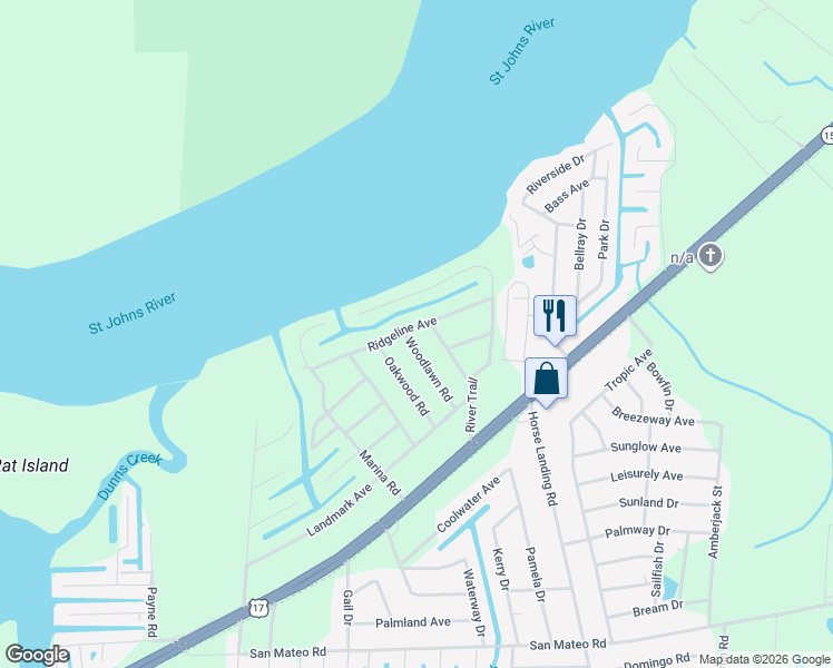 map of restaurants, bars, coffee shops, grocery stores, and more near 123 Ridgeline Avenue in Satsuma