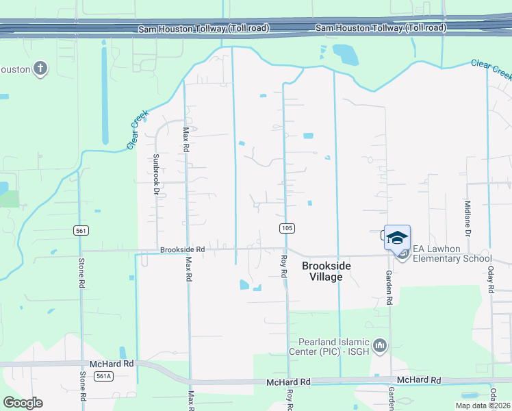map of restaurants, bars, coffee shops, grocery stores, and more near 12760 Roy Road in Brookside Village