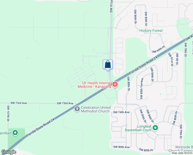 map of restaurants, bars, coffee shops, grocery stores, and more near 6845 Southwest Lugano Court in Gainesville
