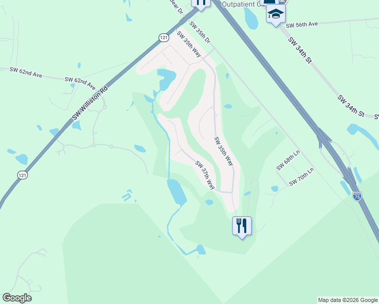 map of restaurants, bars, coffee shops, grocery stores, and more near 6427 Southwest 37th Way in Gainesville