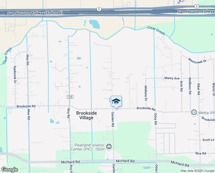 map of restaurants, bars, coffee shops, grocery stores, and more near 12636 Garden Road in Brookside Village