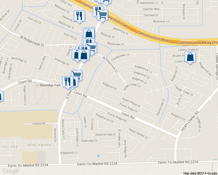 map of restaurants, bars, coffee shops, grocery stores, and more near 5154 Detric Lane in Houston