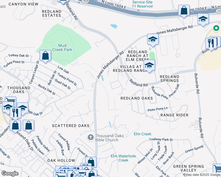 map of restaurants, bars, coffee shops, grocery stores, and more near 3110 Pinto Pass in San Antonio