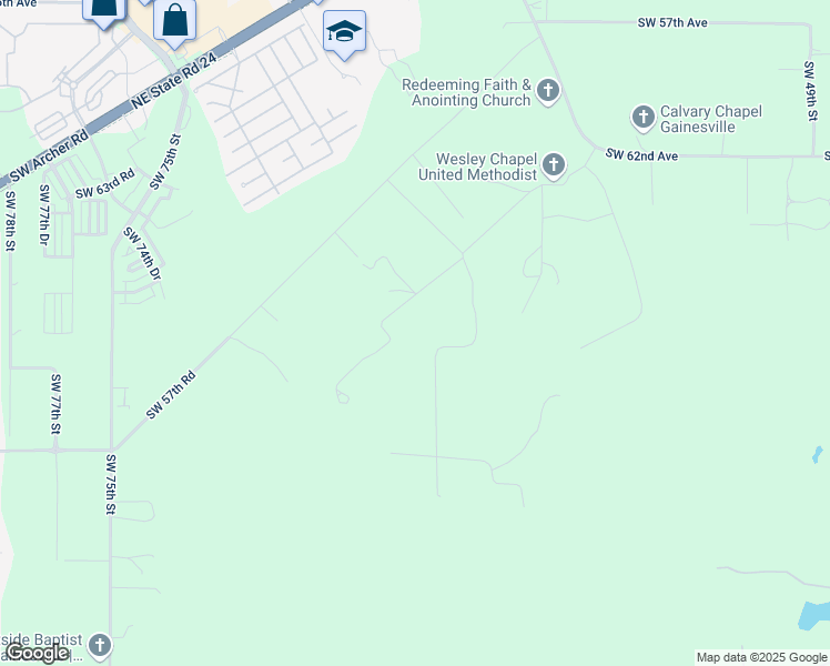 map of restaurants, bars, coffee shops, grocery stores, and more near 6397 Southwest 63 Lane in Gainesville