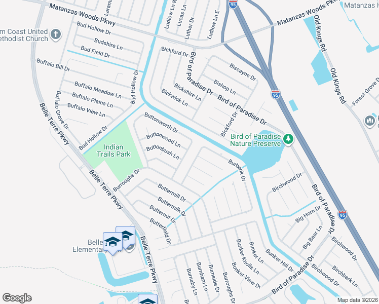 map of restaurants, bars, coffee shops, grocery stores, and more near 22 Buttonworth Drive in Palm Coast