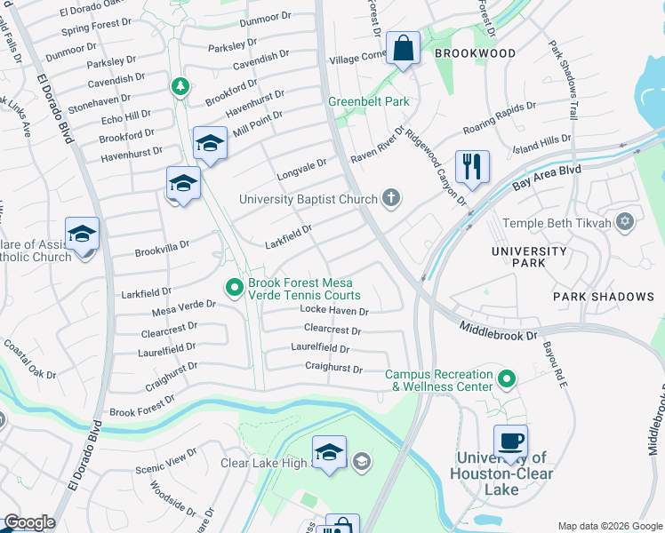 map of restaurants, bars, coffee shops, grocery stores, and more near 3711 Plum Hollow Drive in Houston