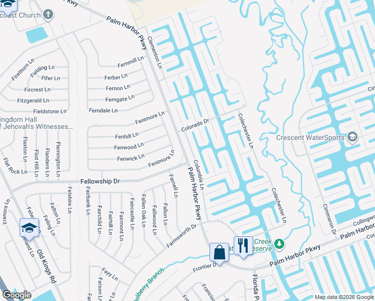 map of restaurants, bars, coffee shops, grocery stores, and more near 53 Columbia Lane in Palm Coast