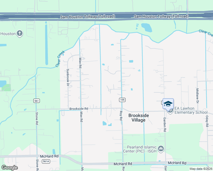map of restaurants, bars, coffee shops, grocery stores, and more near 12760 Roy Road in Brookside Village