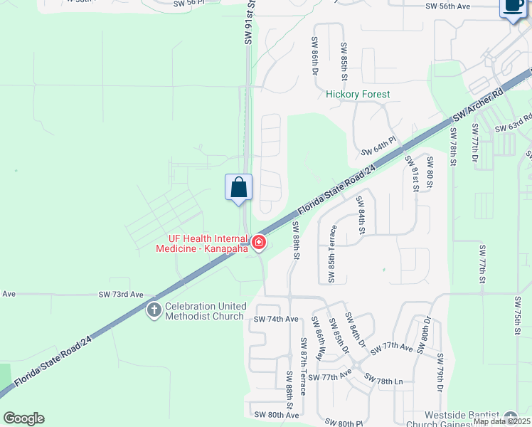 map of restaurants, bars, coffee shops, grocery stores, and more near 6858 SW 90th St in Gainesville