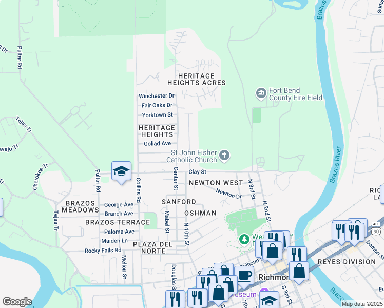 map of restaurants, bars, coffee shops, grocery stores, and more near 1110 Jenny Lane in Richmond