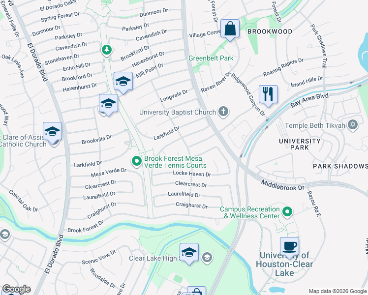 map of restaurants, bars, coffee shops, grocery stores, and more near 3711 Plum Hollow Drive in Houston