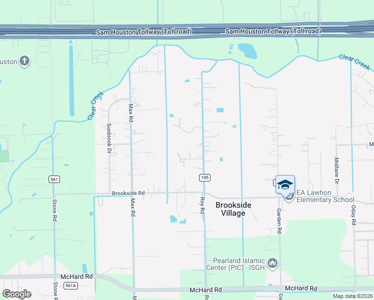 map of restaurants, bars, coffee shops, grocery stores, and more near 12746 Roy Road in Pearland