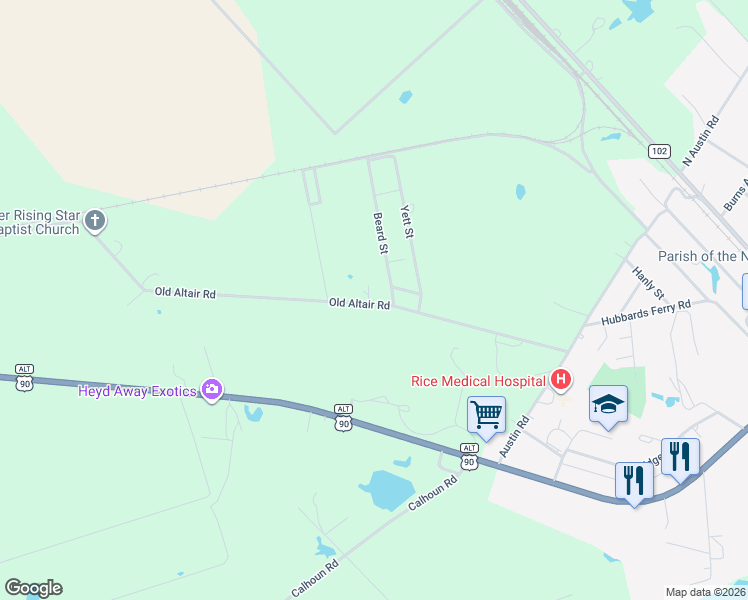 map of restaurants, bars, coffee shops, grocery stores, and more near Henry Street in Colorado County
