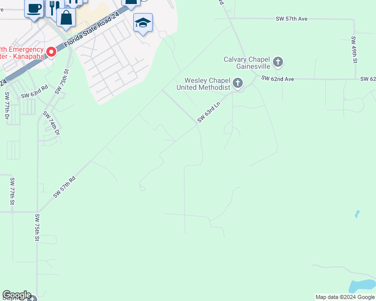map of restaurants, bars, coffee shops, grocery stores, and more near 6397 Southwest 63 Lane in Gainesville