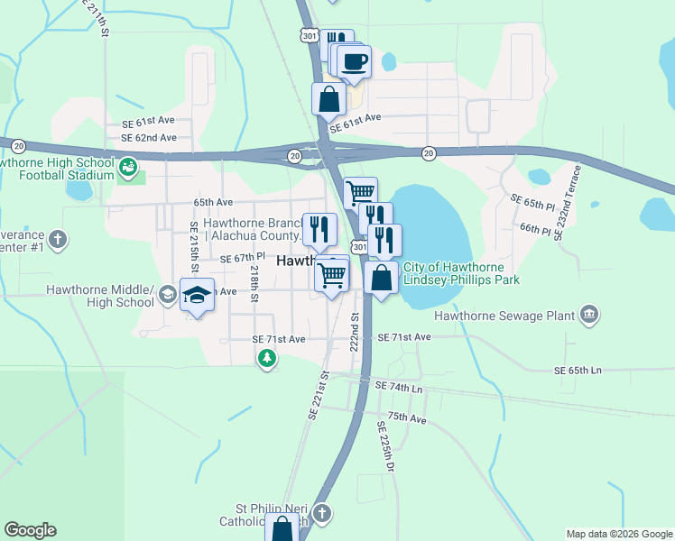 map of restaurants, bars, coffee shops, grocery stores, and more near 21923 Southeast 67 Place in Hawthorne
