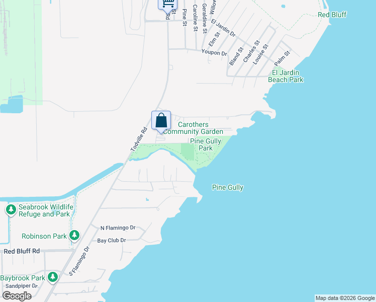 map of restaurants, bars, coffee shops, grocery stores, and more near 615 Pine Gully Road in Seabrook