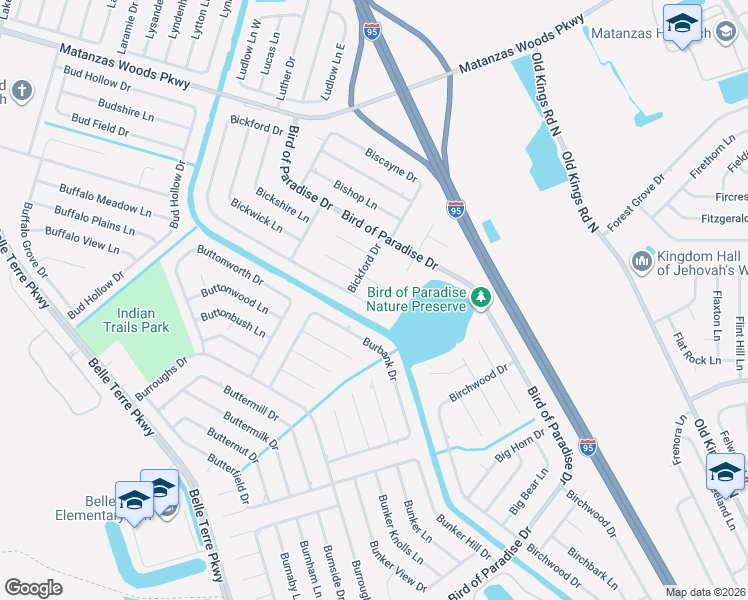 map of restaurants, bars, coffee shops, grocery stores, and more near 8 Bird Tree Place in Palm Coast