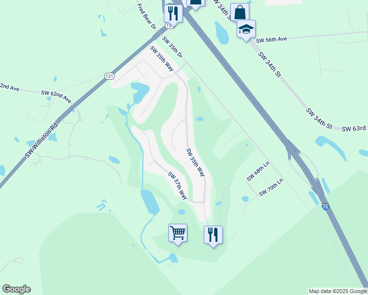 map of restaurants, bars, coffee shops, grocery stores, and more near 3591 Southwest 63rd Lane in Gainesville