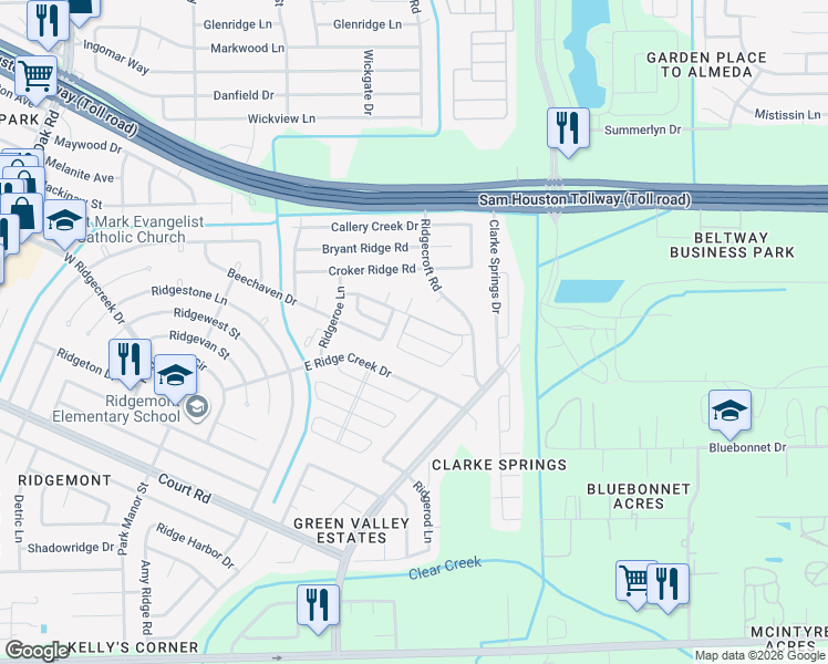 map of restaurants, bars, coffee shops, grocery stores, and more near 4727 Beechaven Street in Houston