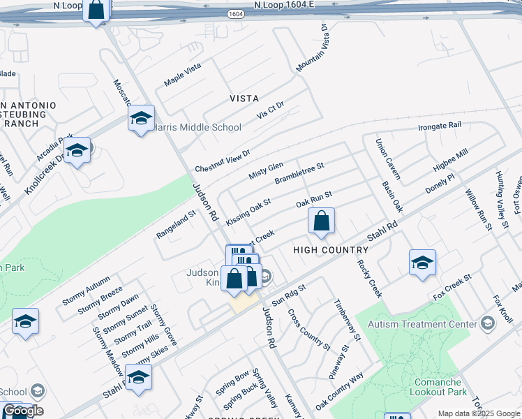 map of restaurants, bars, coffee shops, grocery stores, and more near 5718 Kissing Oak Street in San Antonio