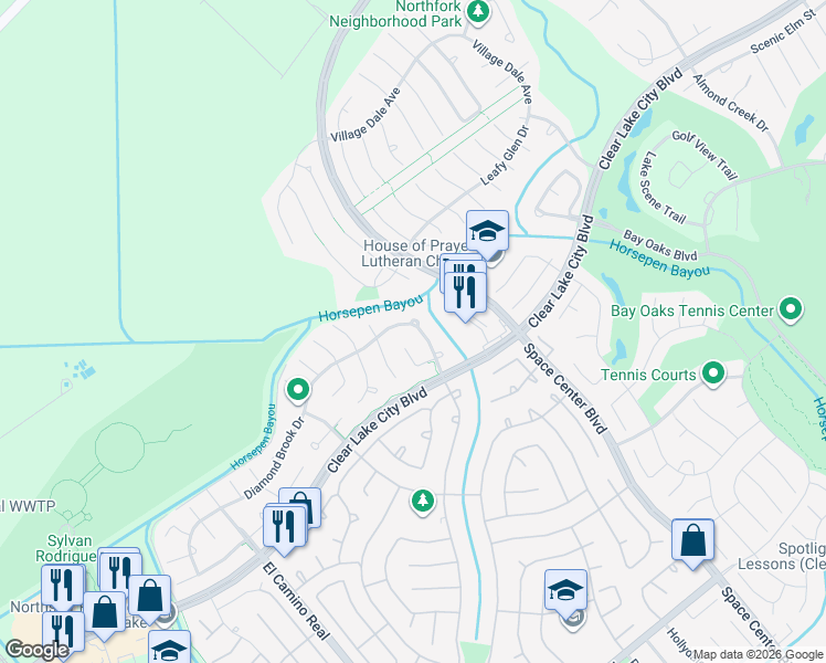 map of restaurants, bars, coffee shops, grocery stores, and more near 2023 Mabry Mill Road in Houston