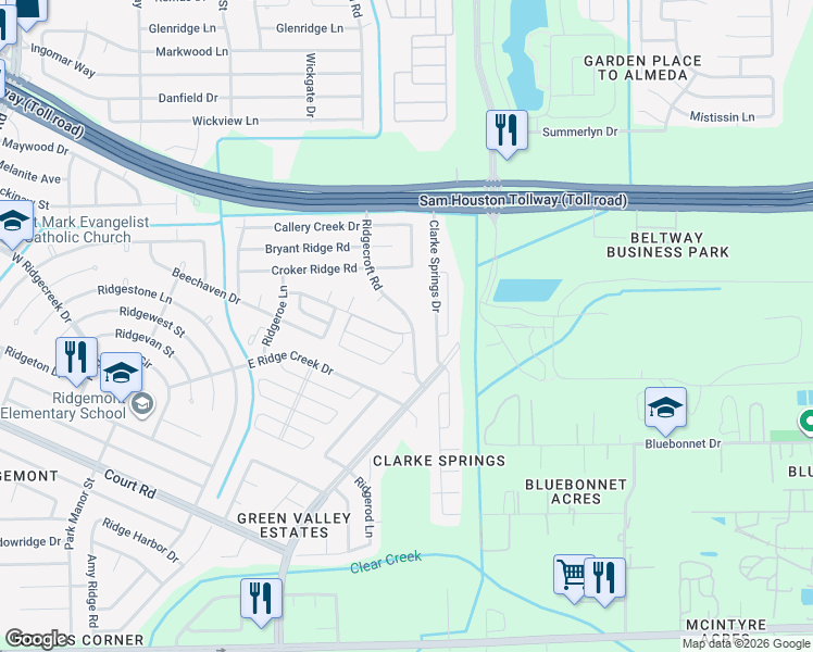 map of restaurants, bars, coffee shops, grocery stores, and more near 4706 Beechaven Street in Houston