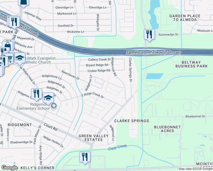 map of restaurants, bars, coffee shops, grocery stores, and more near 4727 Beechaven Street in Houston