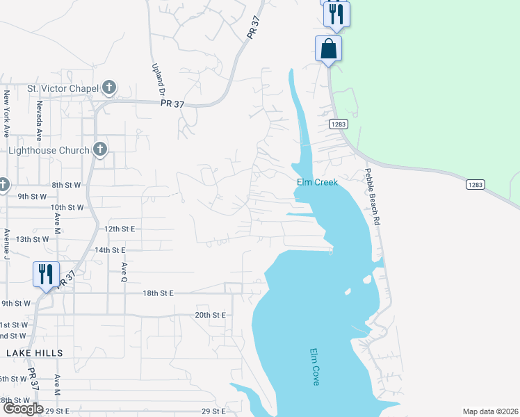 map of restaurants, bars, coffee shops, grocery stores, and more near 721 Harbour Way in Lakehills
