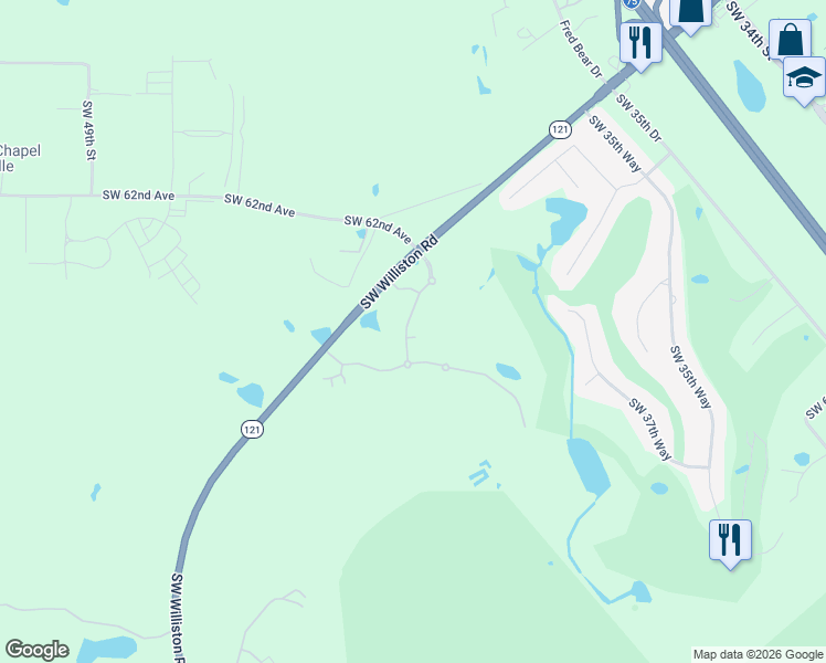 map of restaurants, bars, coffee shops, grocery stores, and more near 6723 Southwest 40th Terrace in Gainesville