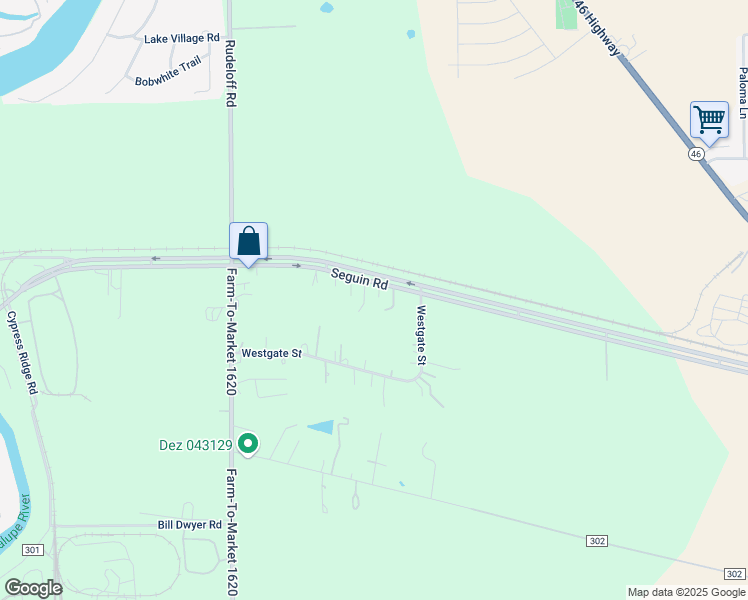 map of restaurants, bars, coffee shops, grocery stores, and more near 2741 Farm-To-Market Road 78 in Seguin