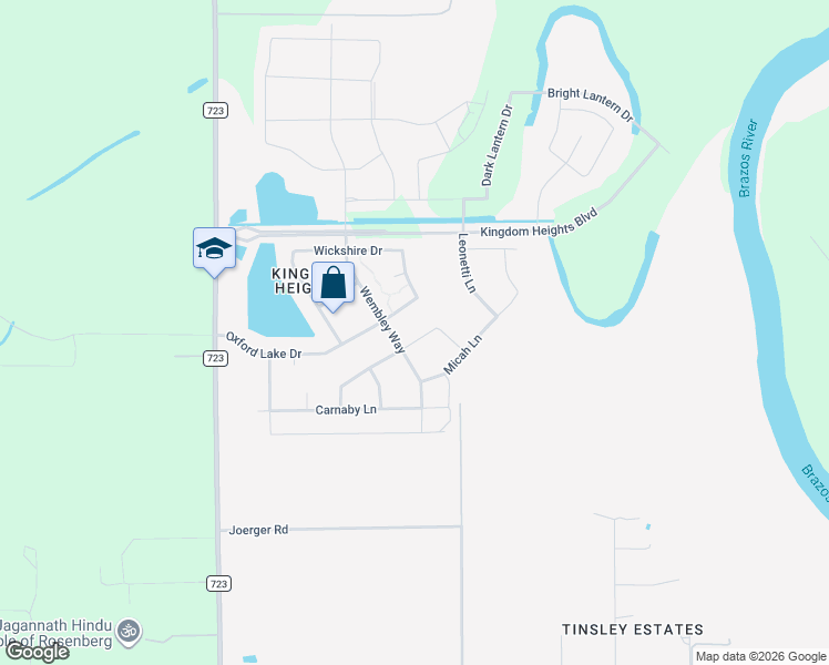 map of restaurants, bars, coffee shops, grocery stores, and more near 5927 Watford Bend in Rosenberg
