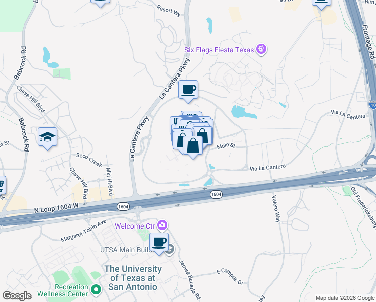map of restaurants, bars, coffee shops, grocery stores, and more near 15900 La Cantera Parkway in San Antonio