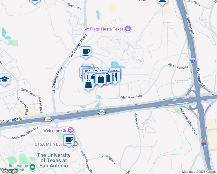 map of restaurants, bars, coffee shops, grocery stores, and more near 15900 La Cantera Parkway in San Antonio