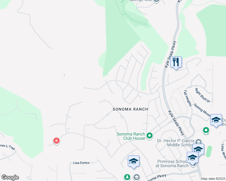 map of restaurants, bars, coffee shops, grocery stores, and more near 15802 Hachita Blanco in Helotes