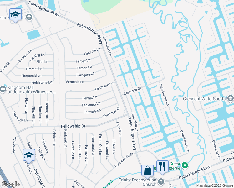 map of restaurants, bars, coffee shops, grocery stores, and more near 154a Fenimore Lane in Palm Coast