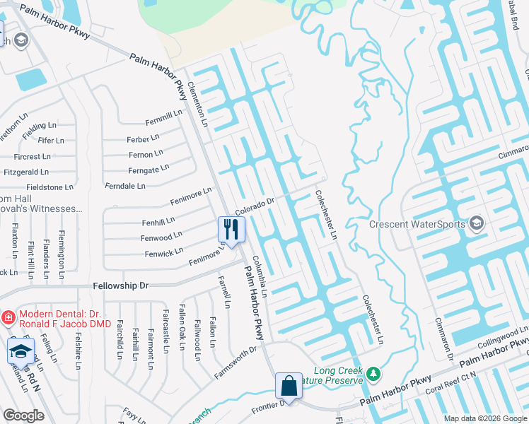 map of restaurants, bars, coffee shops, grocery stores, and more near 17 Colonia Court in Palm Coast