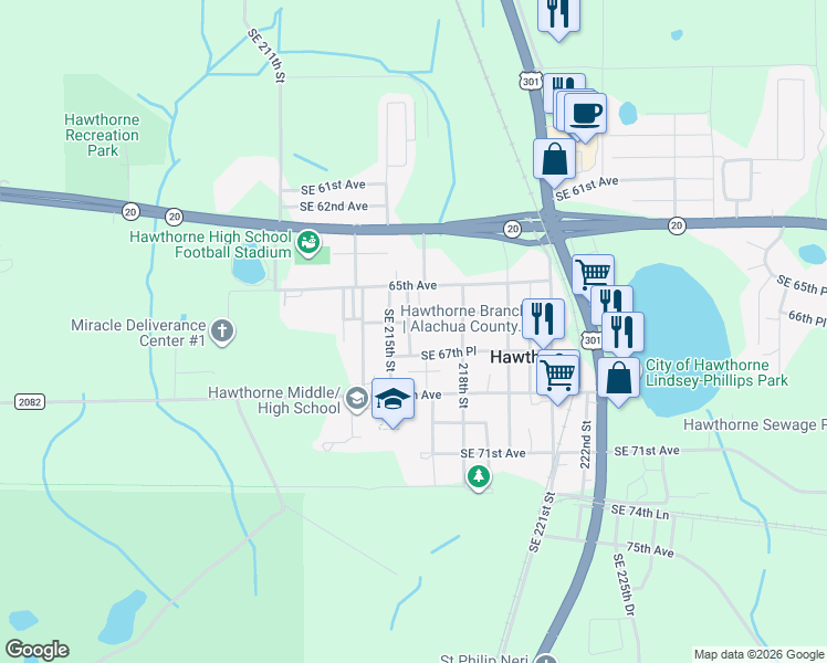 map of restaurants, bars, coffee shops, grocery stores, and more near 6538 Southeast 215th Way in Hawthorne