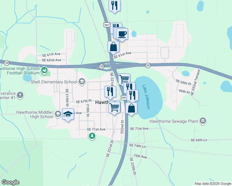 map of restaurants, bars, coffee shops, grocery stores, and more near 6635 Southeast 221st Street in Hawthorne