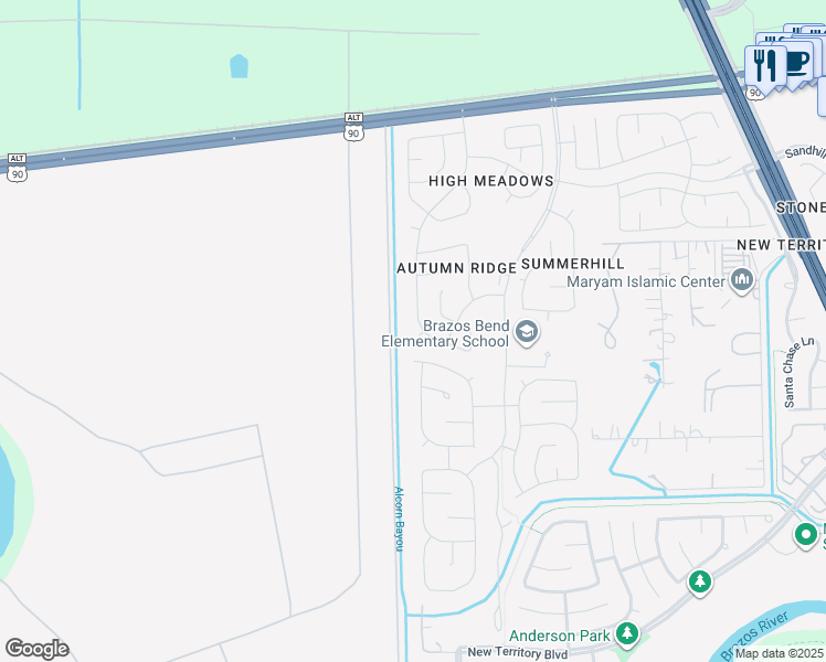 map of restaurants, bars, coffee shops, grocery stores, and more near 4202 Cantrell Court in Sugar Land