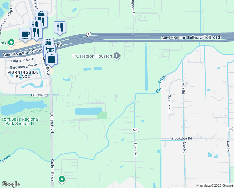 map of restaurants, bars, coffee shops, grocery stores, and more near 4637 Dagg Road in Houston