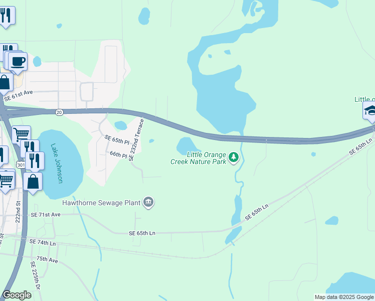 map of restaurants, bars, coffee shops, grocery stores, and more near 23715 Southeast Hawthorne Road in Hawthorne