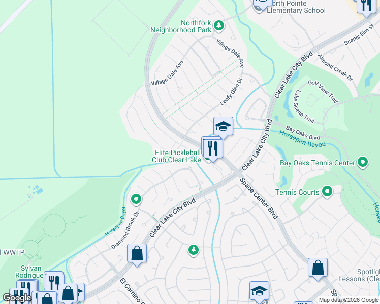 map of restaurants, bars, coffee shops, grocery stores, and more near 13914 Aspen Knoll Court in Houston