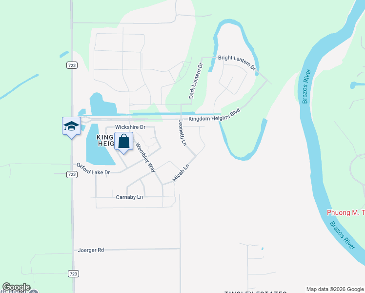 map of restaurants, bars, coffee shops, grocery stores, and more near 2227 Leonetti Lane in Rosenberg