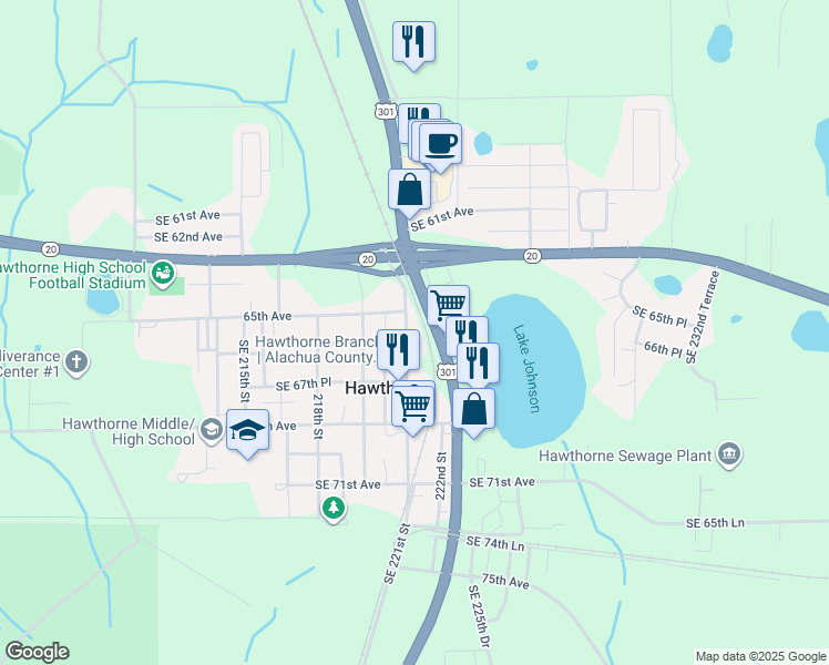 map of restaurants, bars, coffee shops, grocery stores, and more near 6545 Southeast 221st Street in Hawthorne