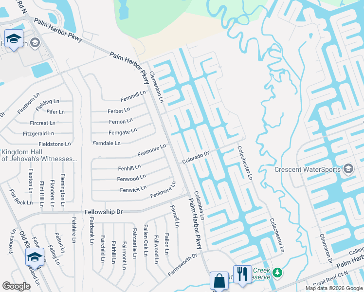 map of restaurants, bars, coffee shops, grocery stores, and more near 12 Crabtree Court in Palm Coast