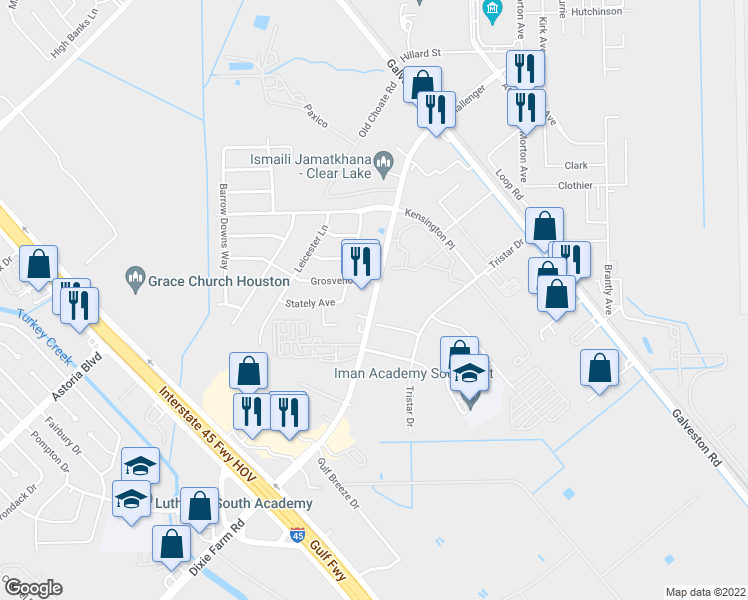 map of restaurants, bars, coffee shops, grocery stores, and more near 640 Farm to Market Road 1959 in Houston