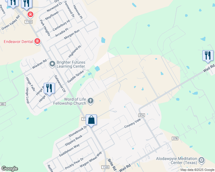 map of restaurants, bars, coffee shops, grocery stores, and more near 340 Coy Lane in Cibolo