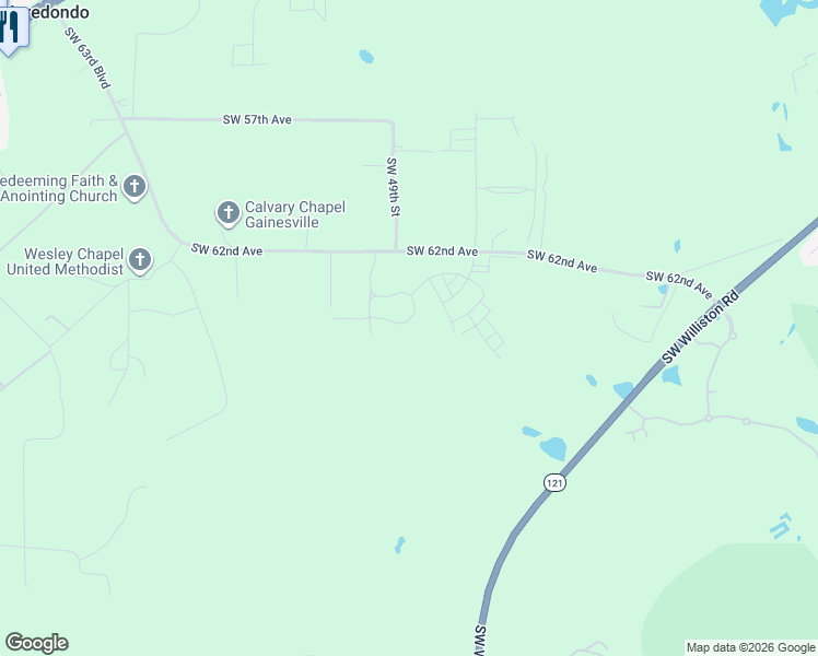 map of restaurants, bars, coffee shops, grocery stores, and more near 4855 Southwest 64th Road in Gainesville