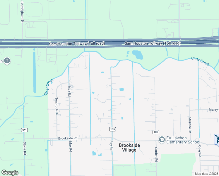 map of restaurants, bars, coffee shops, grocery stores, and more near 12409 Roy Road in Pearland